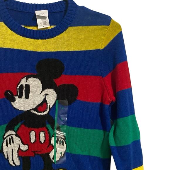 Disney 100 Boys Size M Striped Knit Classic Mickey Mouse Fun Casual Sweater - Picture 2 of 4